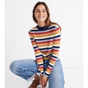 Mockneck Pullover Sweater in Stripe